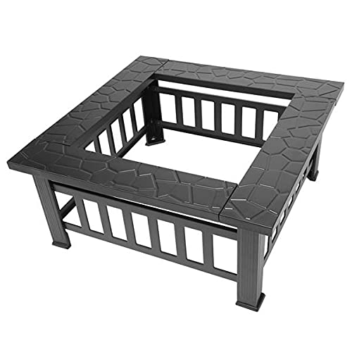 32-Inch Square Wood Burning Portable Metal Fire Pit O96897