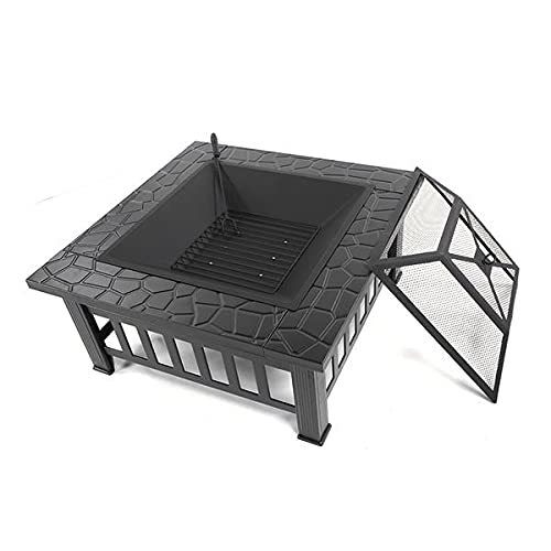 32-Inch Square Wood Burning Portable Metal Fire Pit O96897