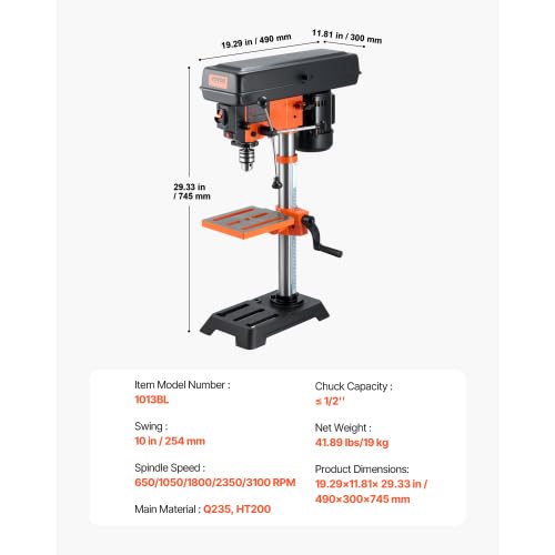 10'' 5-Speed Cast Iron Benchtop Drill Press G909521