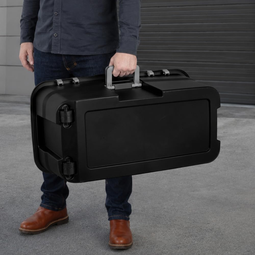 Black 22 Gallon Plastic Storage Trunk with Wheels P96472