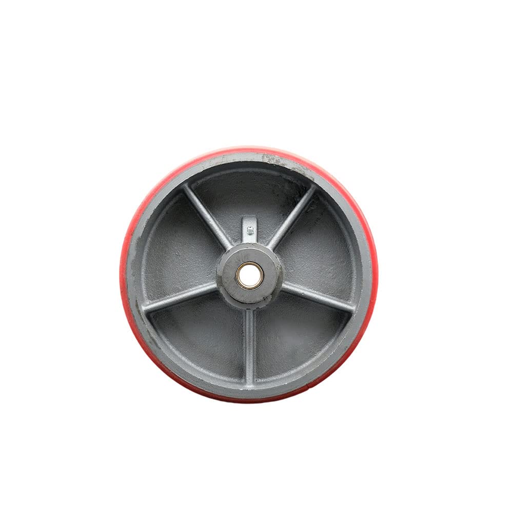 Red Poly on Cast Iron Wheel with Roller Bearing I769077