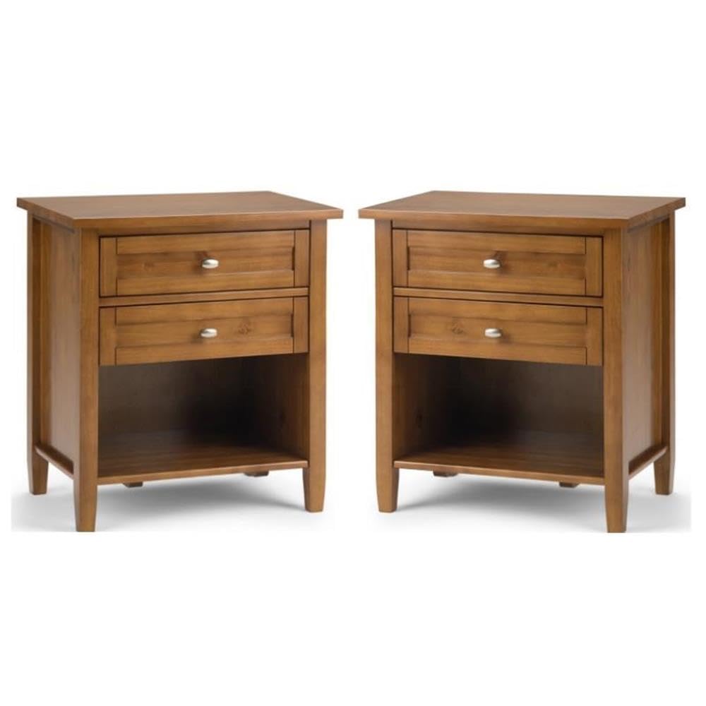 2-Piece Wood 24" Bedside Nightstand Table Set J7902