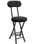 Black Cushioned Folding Stool with Backrest W7434