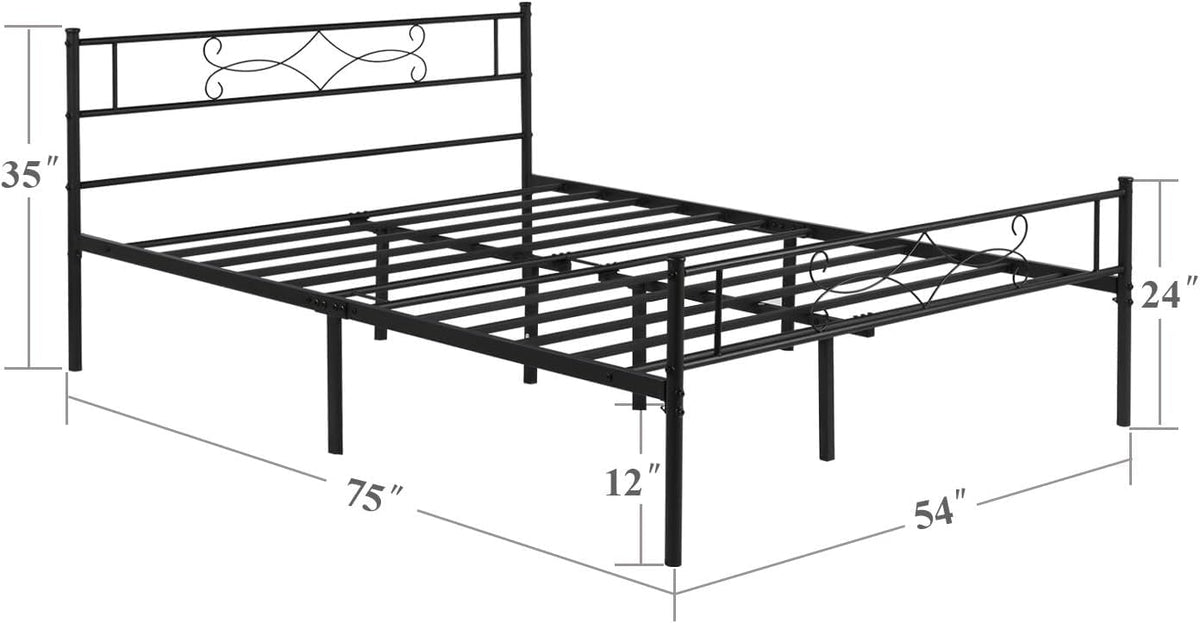 14" Full Size Metal Platform Bed Frame with Headboard X25810