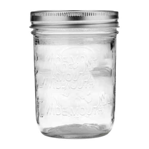 16oz Wide Mouth Clear Glass Mason Jars with Lids & Bands X205