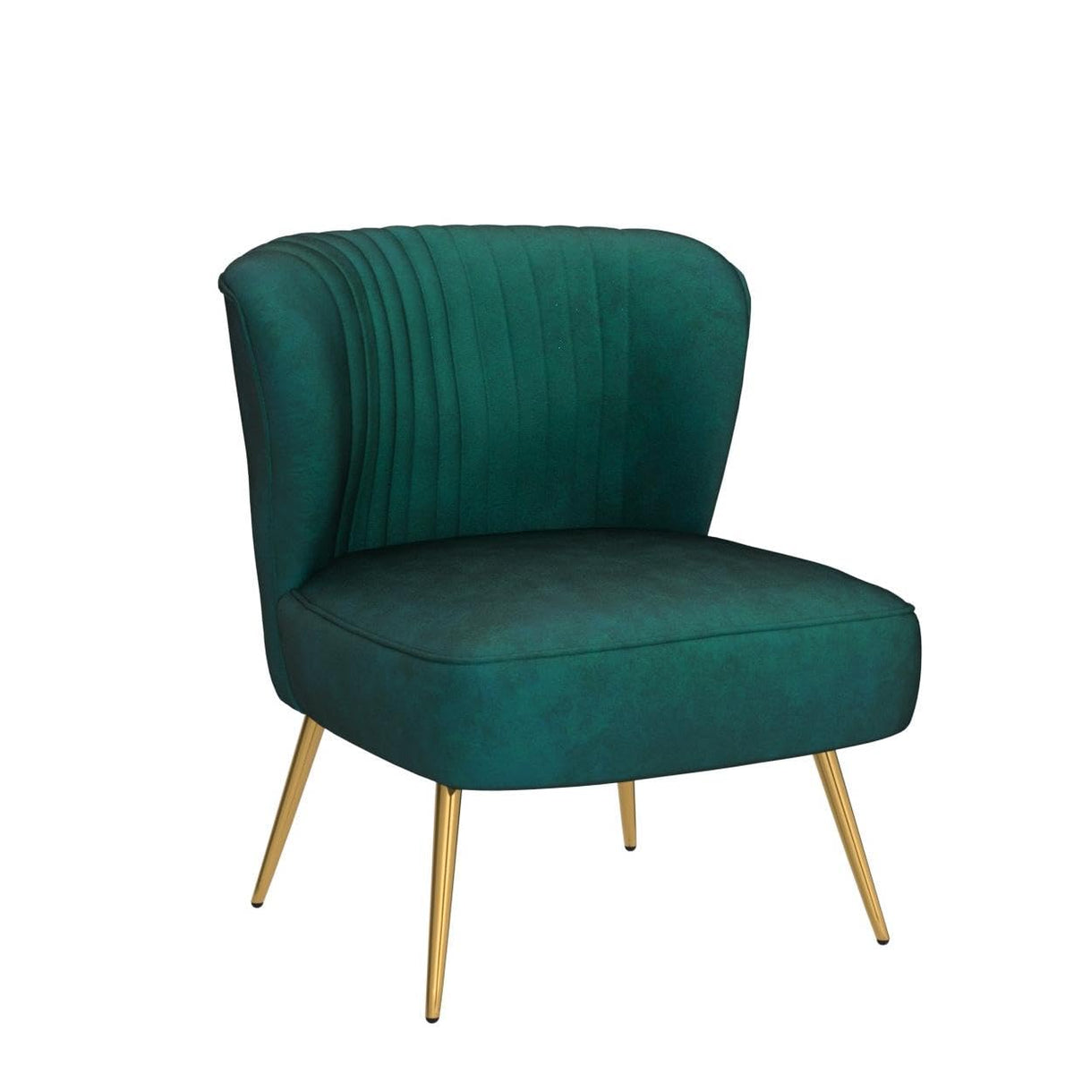 Velvet Accent Chair Set of 2 Emerald Green Wingback Armless Slipper Chair T118764