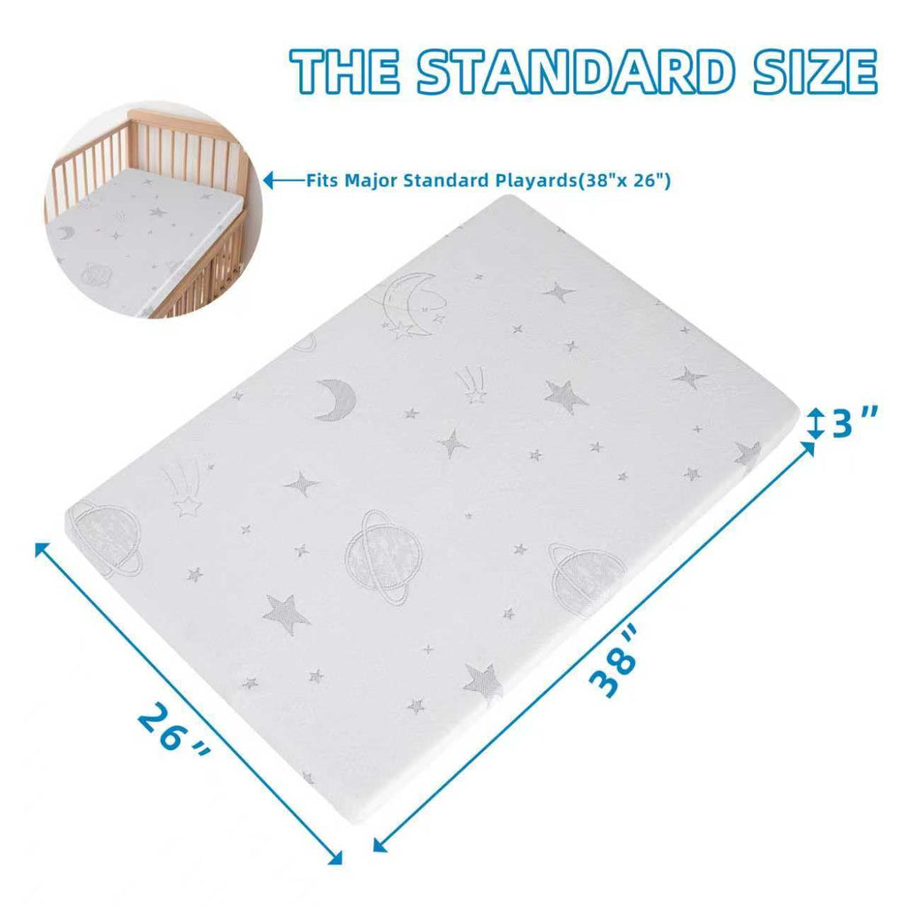 Pack and Play Mattress Pad 38"x26"x3" Dual-Sided U6188