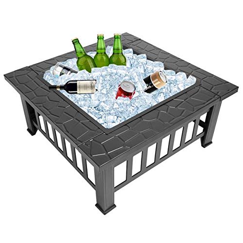 32-Inch Square Wood Burning Portable Metal Fire Pit O96897
