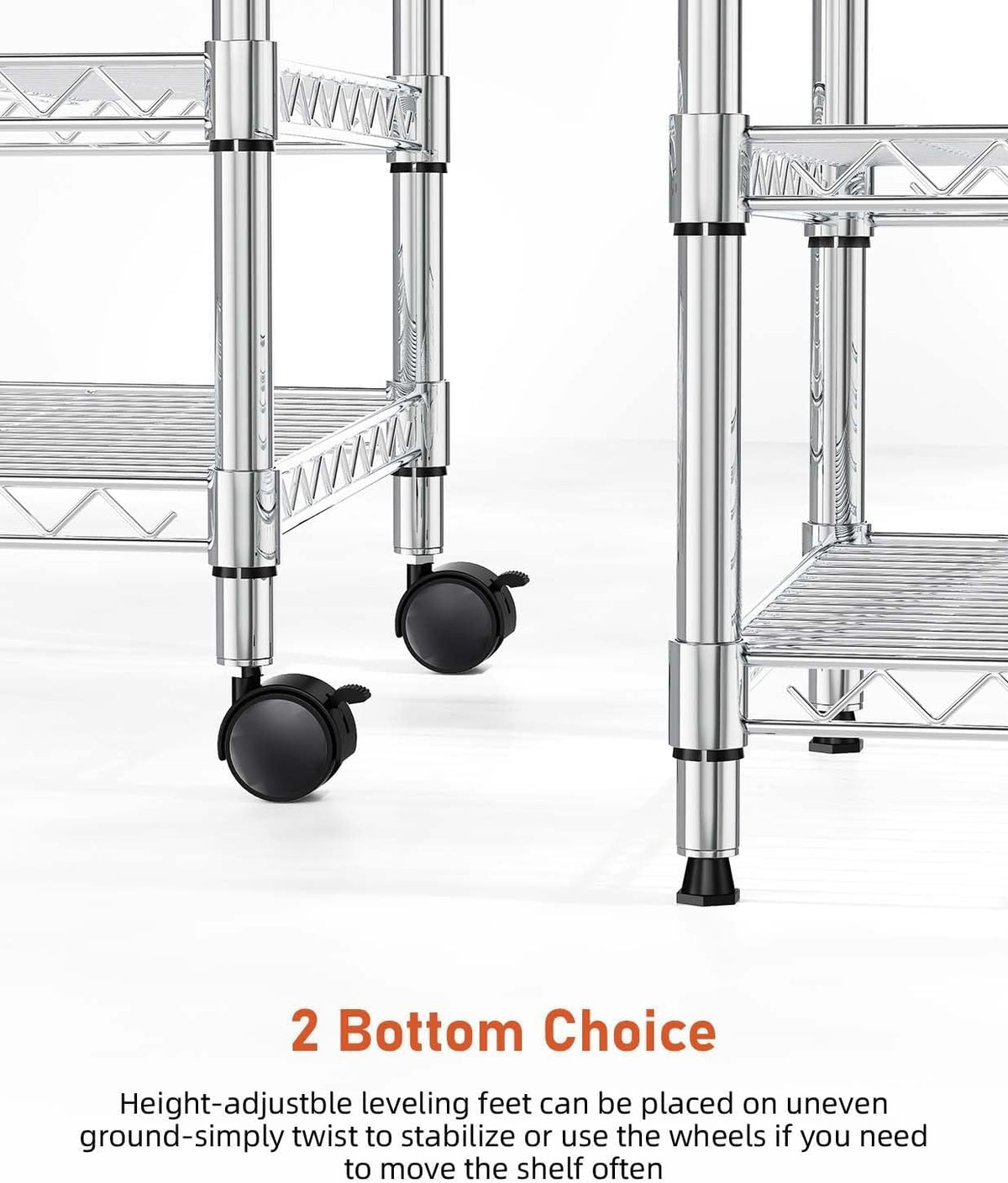 Heavy Duty 3-Shelf Chrome Steel Shelving Unit with Wheels S32281