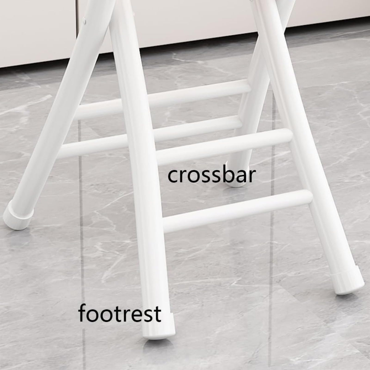 Black Cushioned Folding Stool with Backrest W7434
