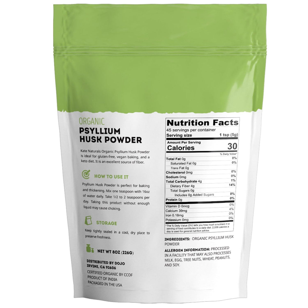 Organic Psyllium Husk Powder 8oz F110864