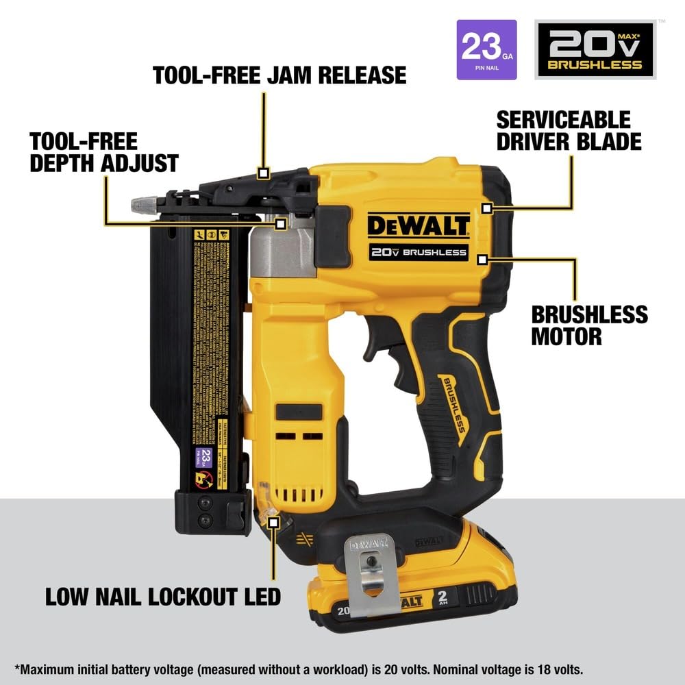 20V MAX Cordless 23 Gauge Pin Nailer Kit Y4312
