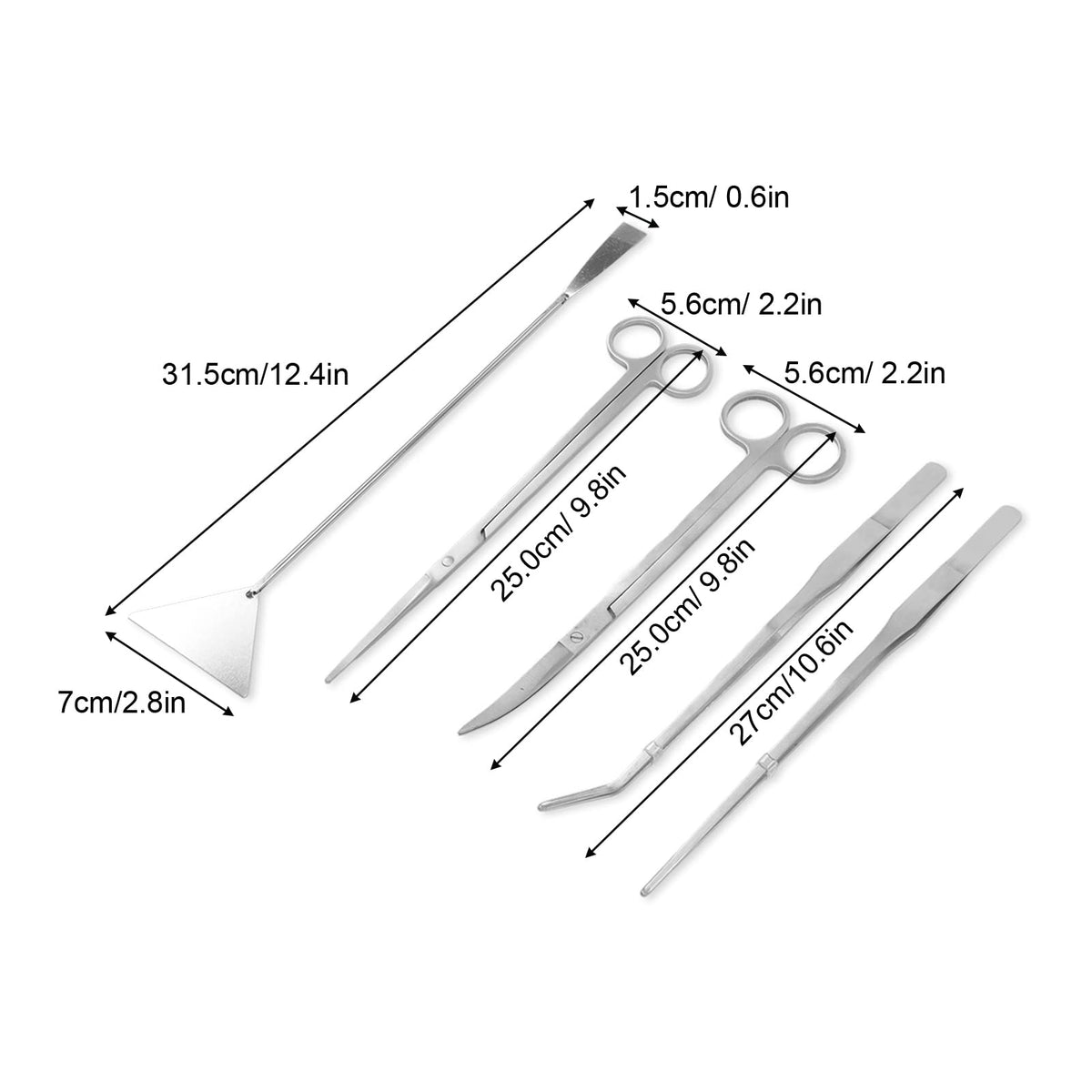 5 in 1 Stainless Steel Aquarium Scissors Tweezers Spatula C962