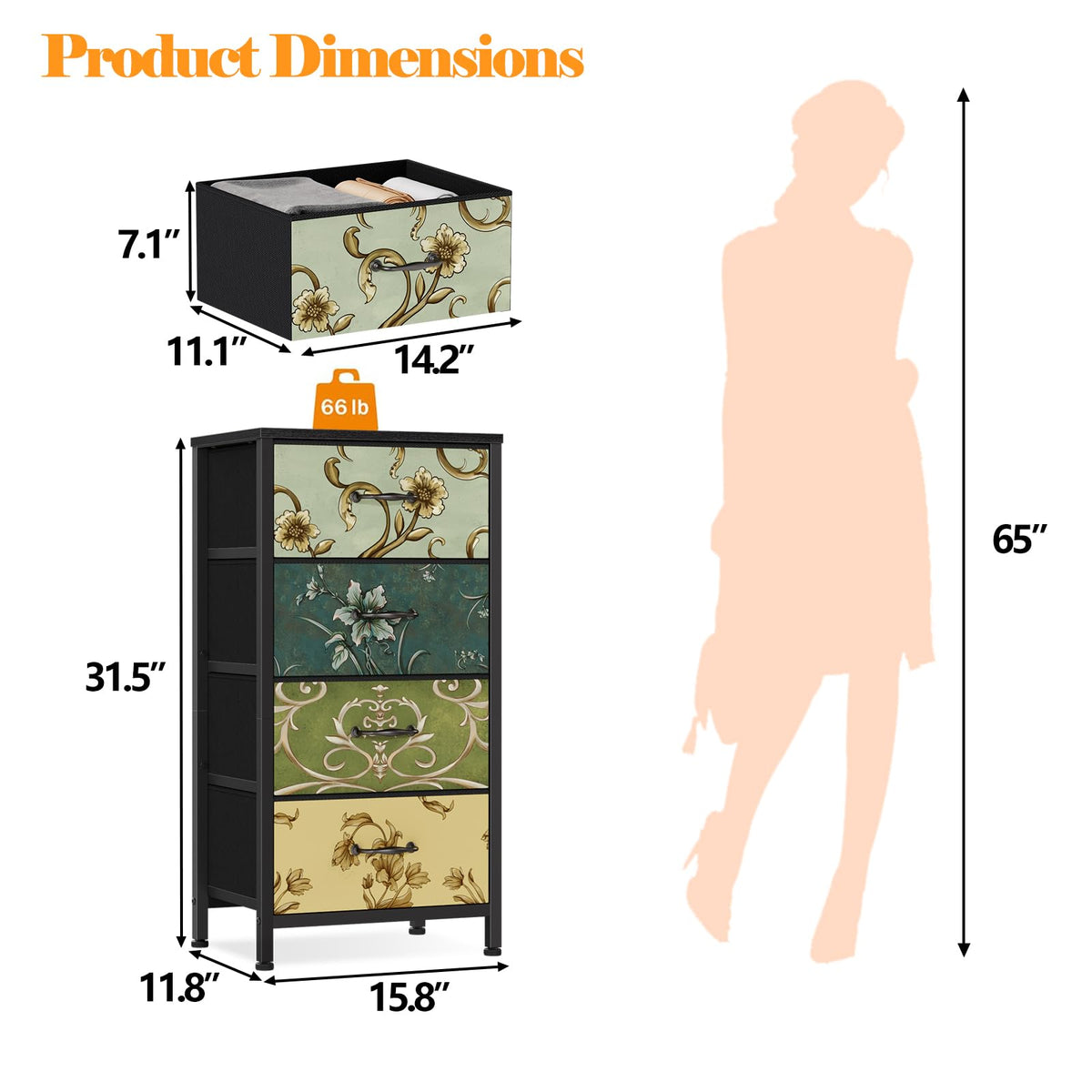 4 Drawer Fabric Dresser C174736