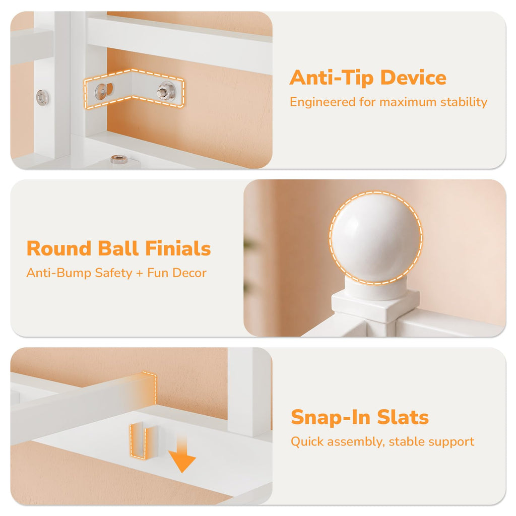 White Twin Over Twin Bunk Bed with Stairs and 3 Storage Drawers P720