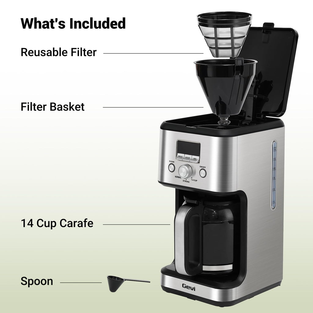 14 Cup Programmable Drip Coffee Maker with Glass Carafe T384