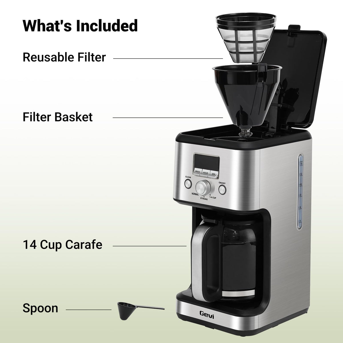14 Cup Programmable Drip Coffee Maker with Glass Carafe T384