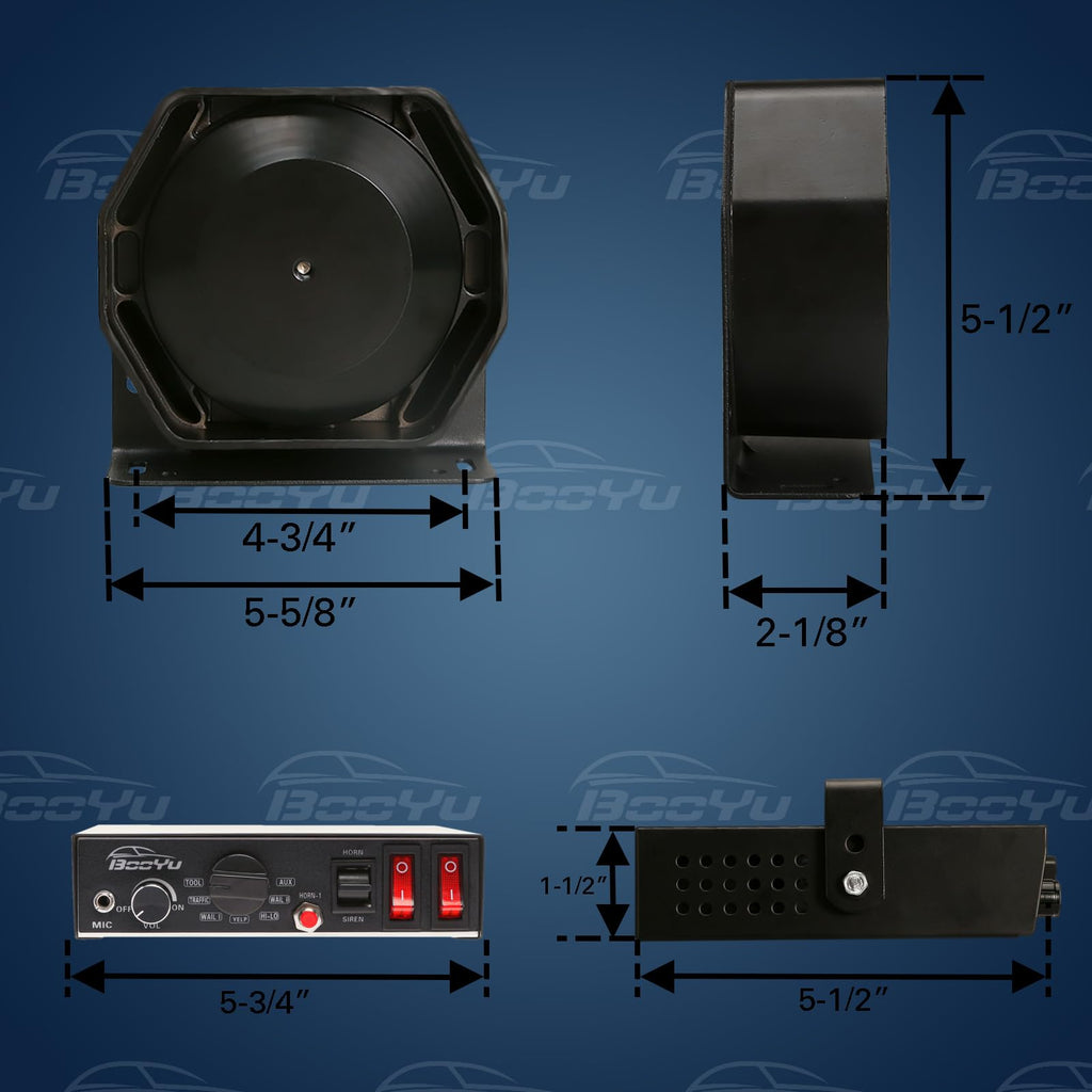 12V 200W 9Tone Slim Speaker Horn Alarm PA System Emergency Siren H400464