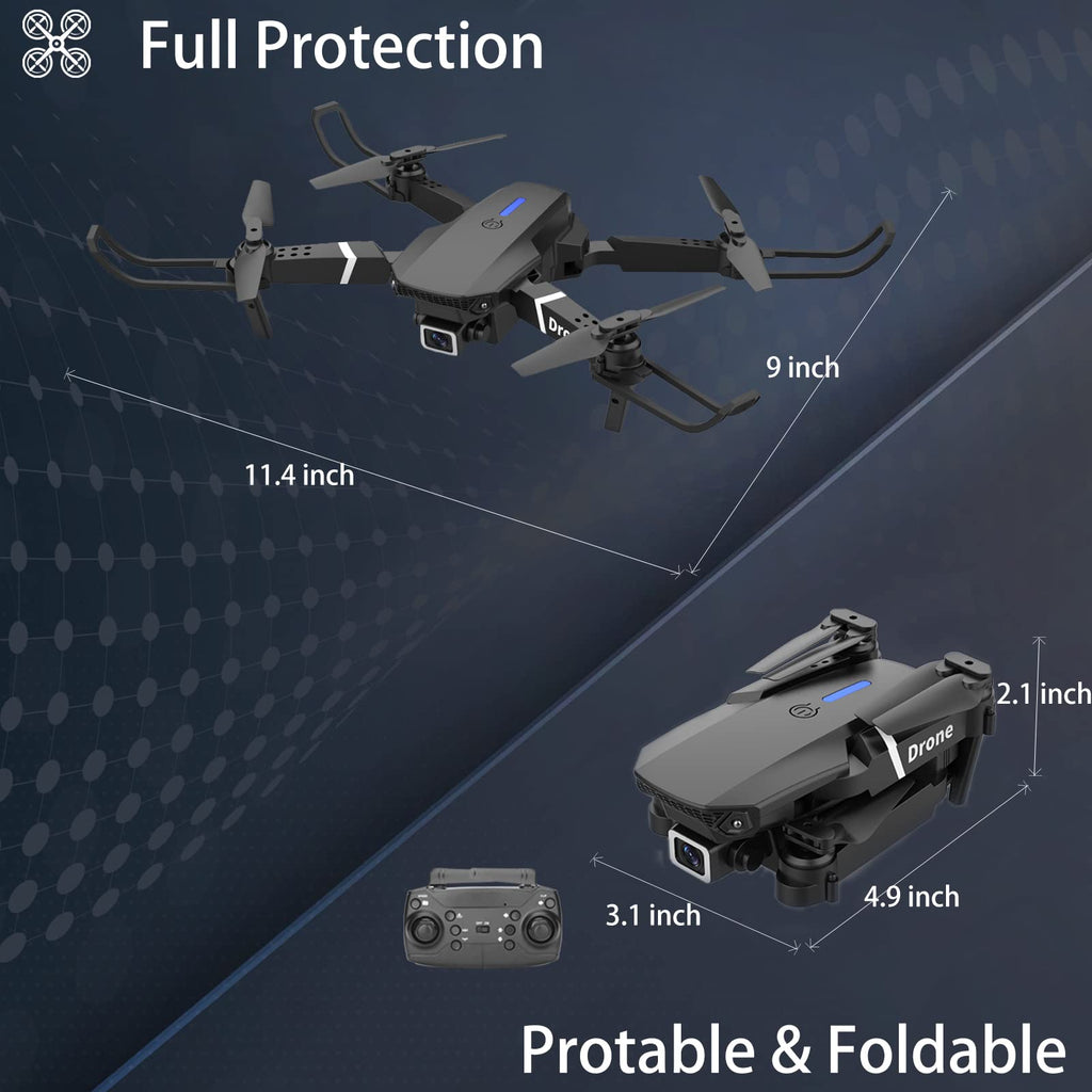 Foldable RC Quadcopter Drone with 1080P Camera, 2 Batteries, Carrying Case U760