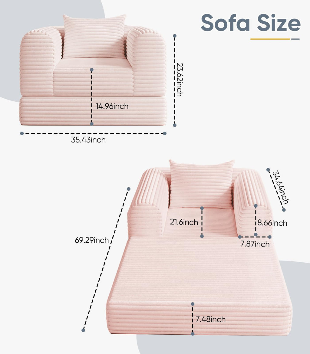 2 in 1 Convertible Sleeper Chair Folding Sofa Bed D883190