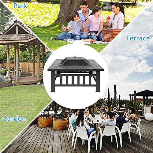 32-Inch Square Wood Burning Portable Metal Fire Pit O96897