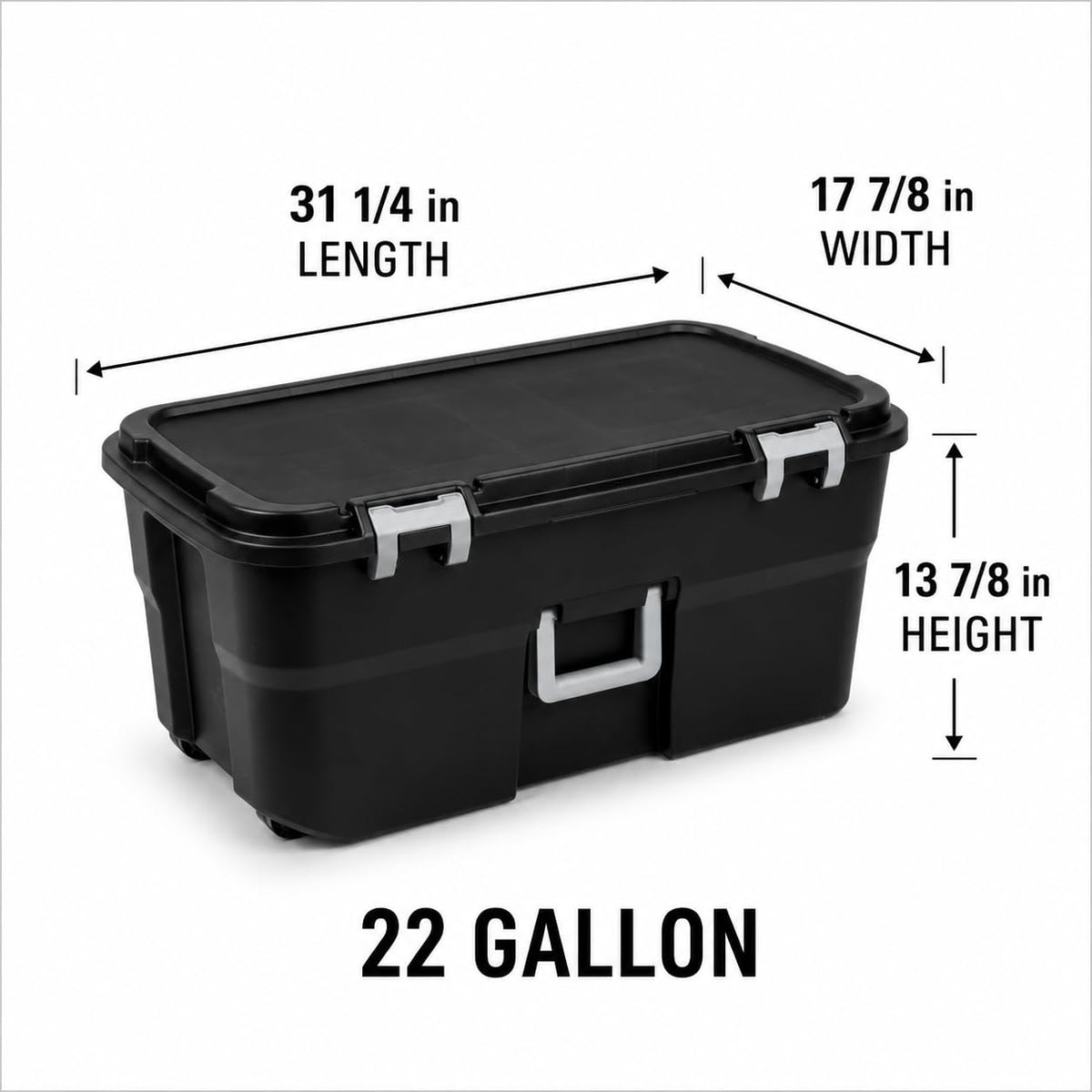 Black 22 Gallon Plastic Storage Trunk with Wheels P96472