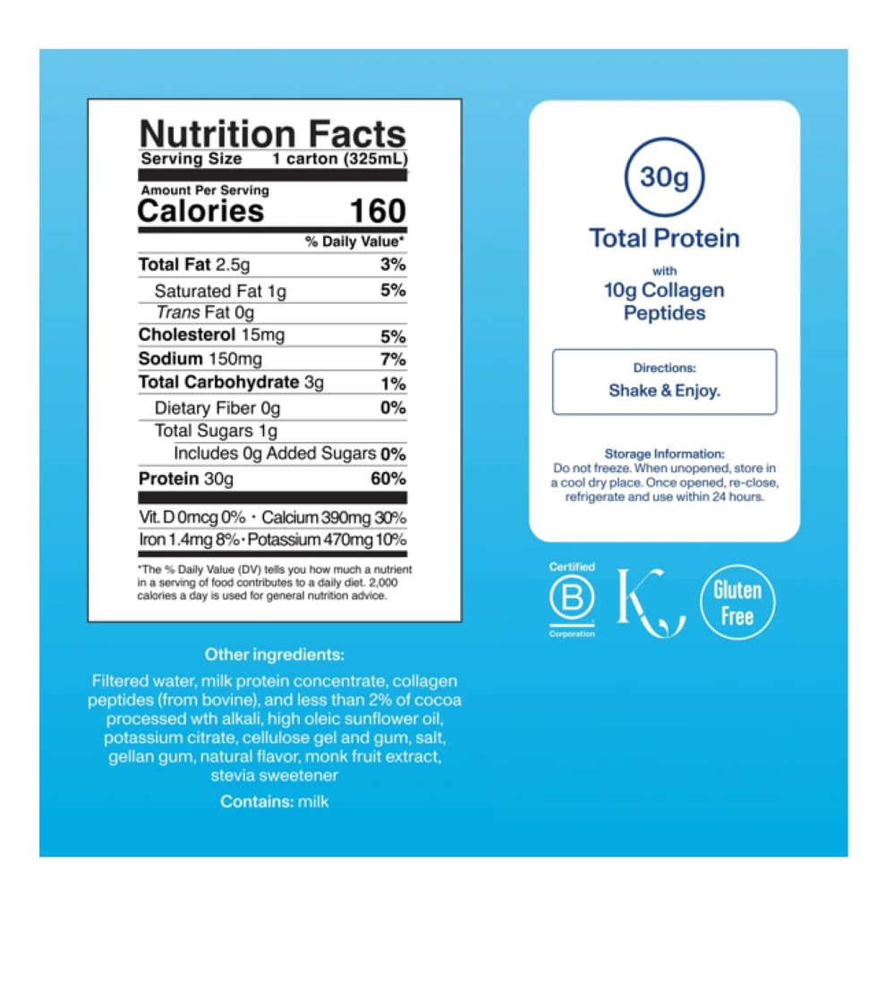 Chocolate Protein Collagen Shake 30g Protein 12 Count G4667