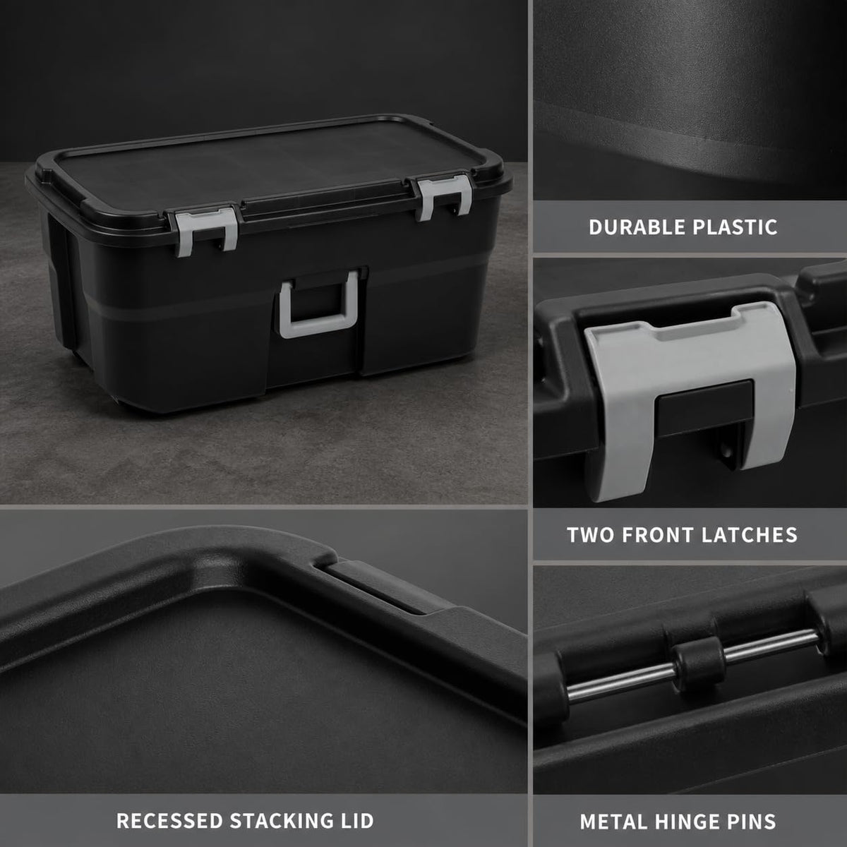 Black 22 Gallon Plastic Storage Trunk with Wheels P96472