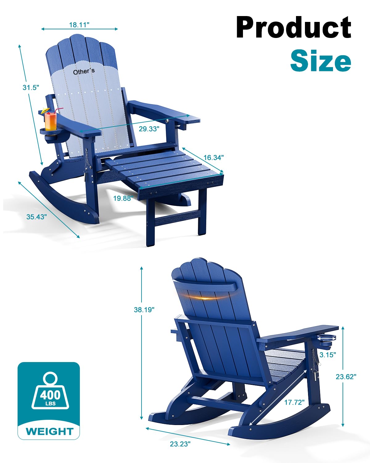 Folding Adirondack Rocking Chair with Ottoman K661456