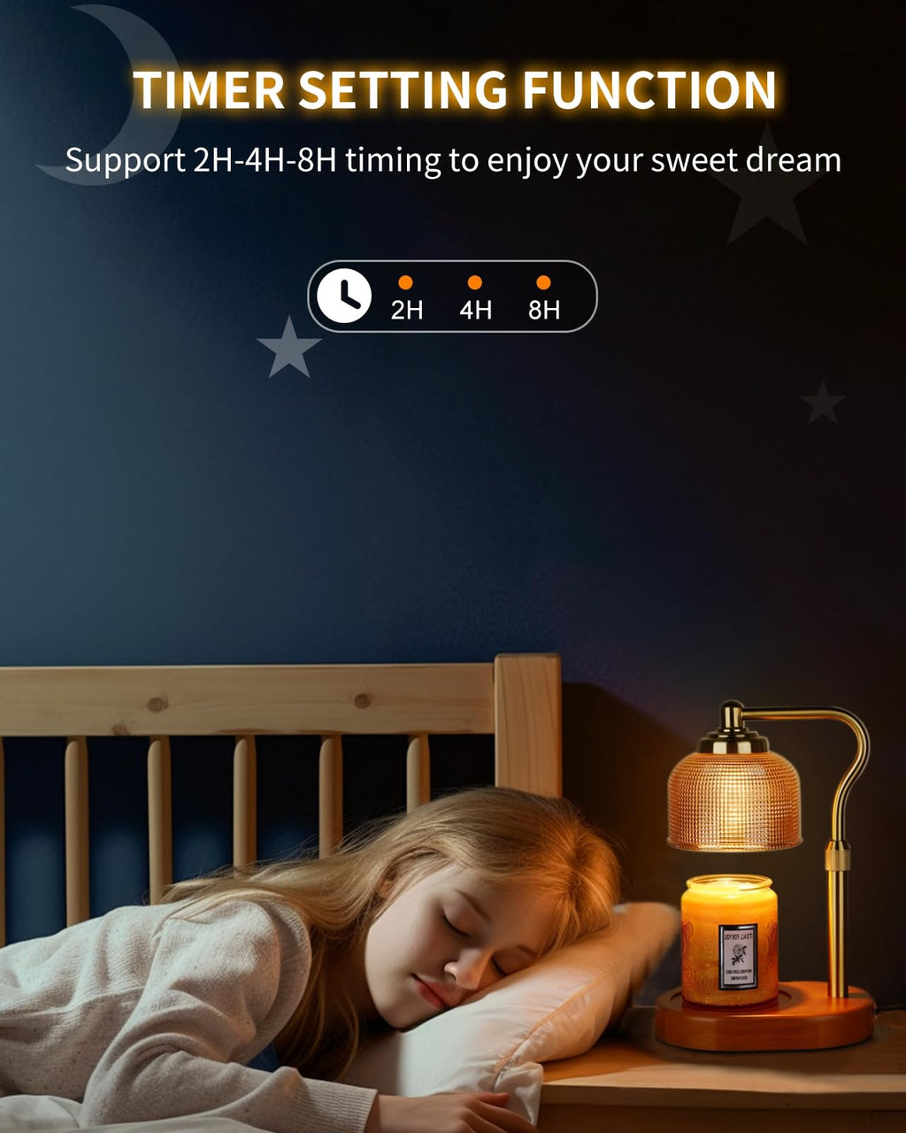 Electric Candle Warmer Lamp with Timer Dimmable Height Adjustable H8514