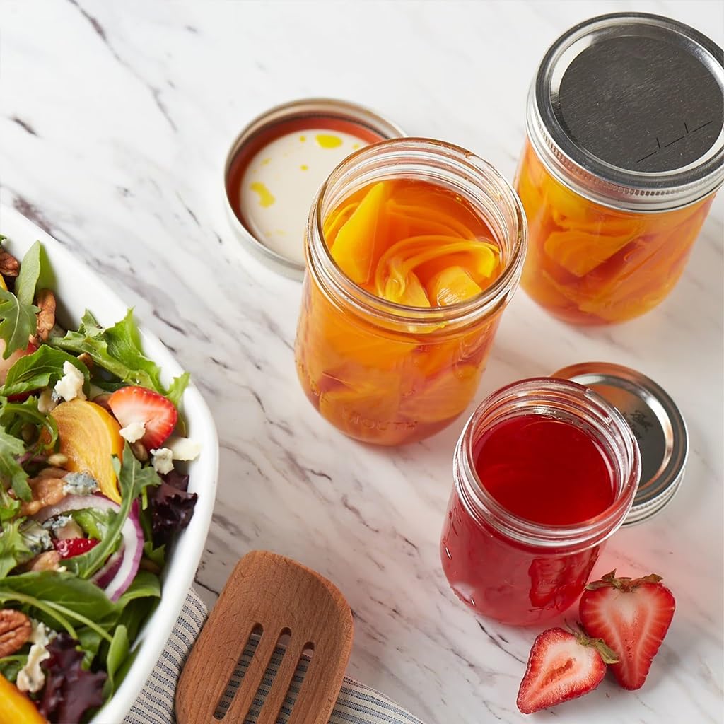 16oz Wide Mouth Clear Glass Mason Jars with Lids & Bands X205