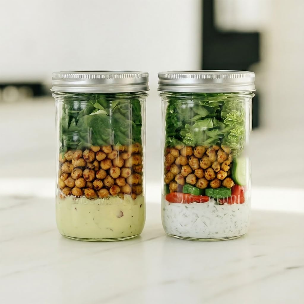 16oz Wide Mouth Clear Glass Mason Jars with Lids & Bands X205