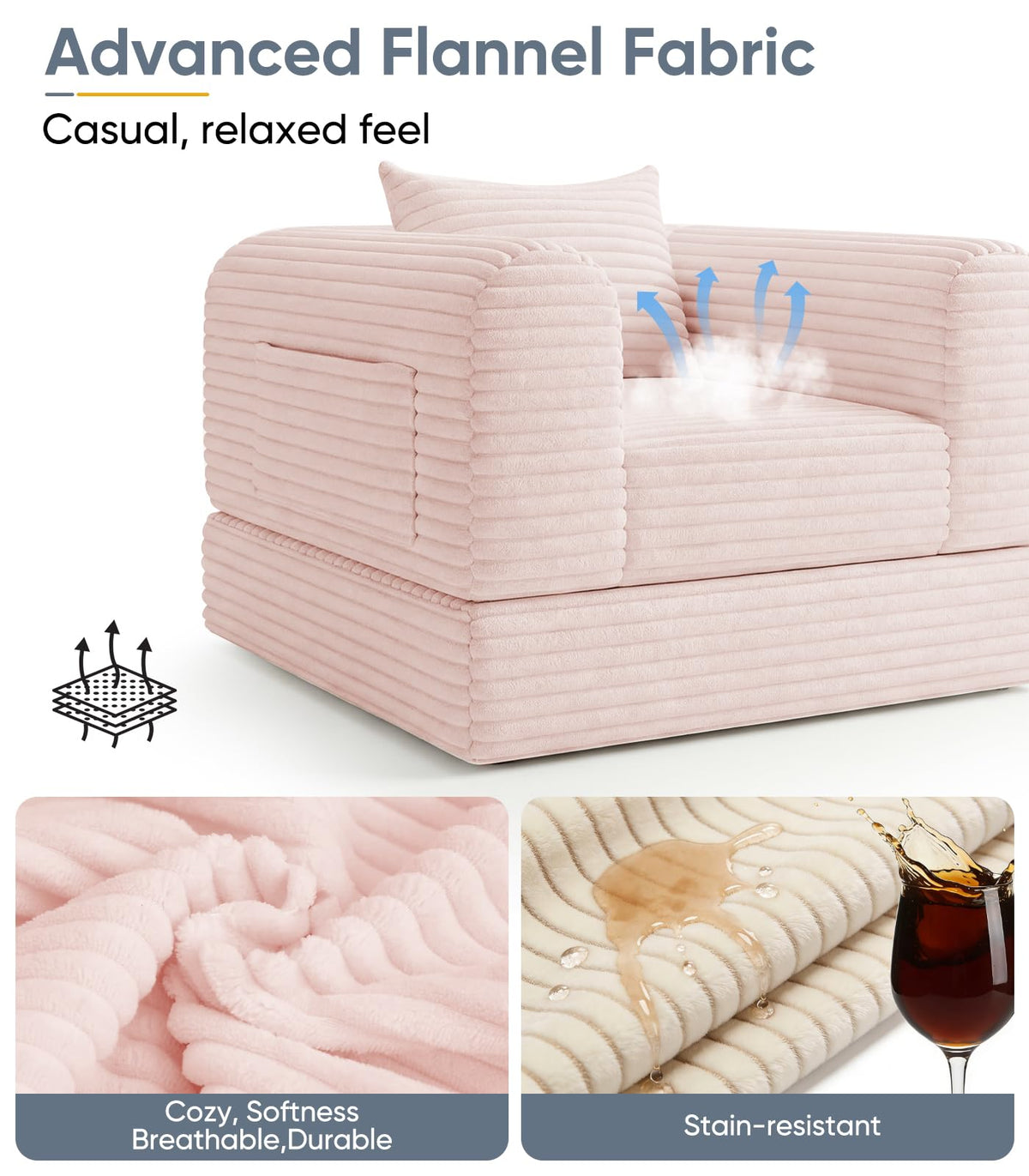 2 in 1 Convertible Sleeper Chair Folding Sofa Bed D883190