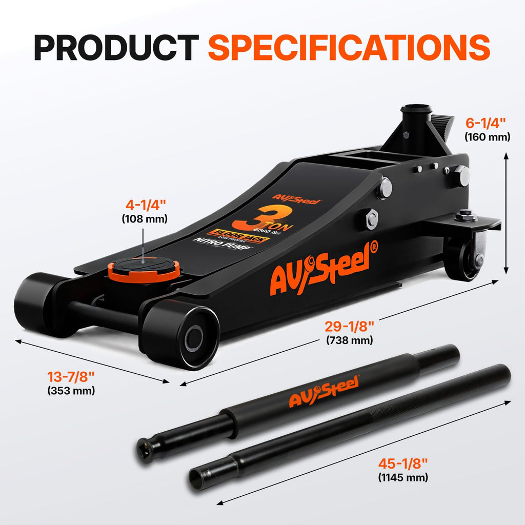 3 Ton Low Profile Hydraulic Steel Floor Jack T325