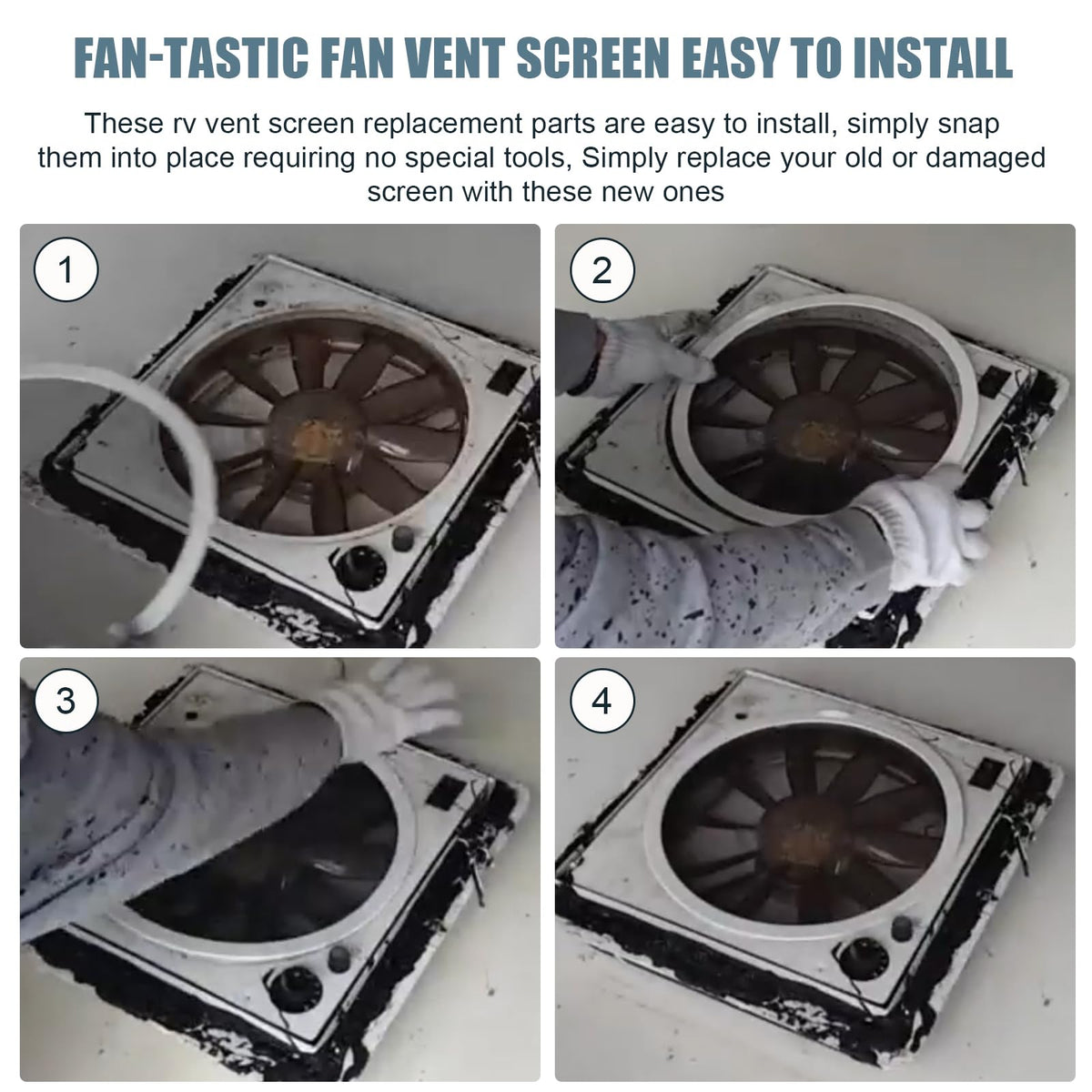 White 2PCS RV Vent Screen Roof Fan Frame Parts S246681