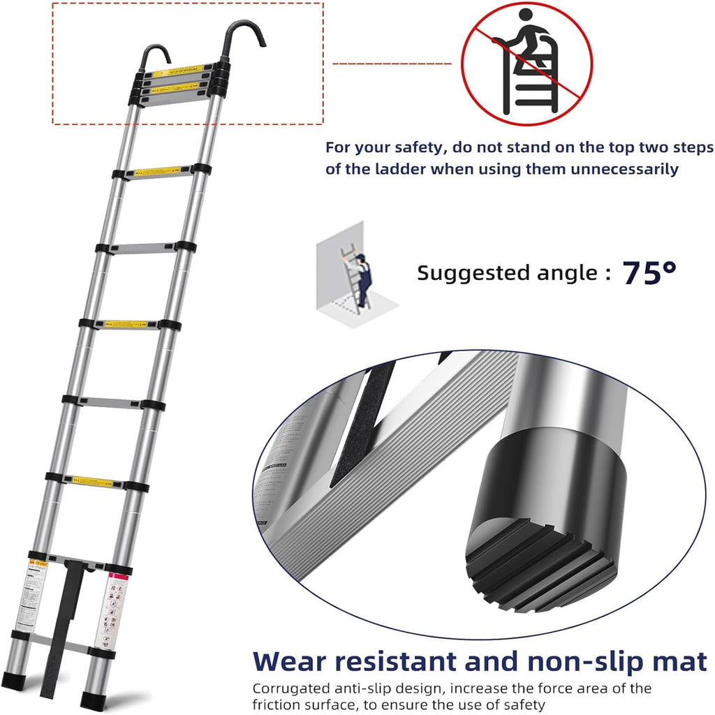 10.5ft Aluminum Telescoping Ladder 330 lbs Capacity W552
