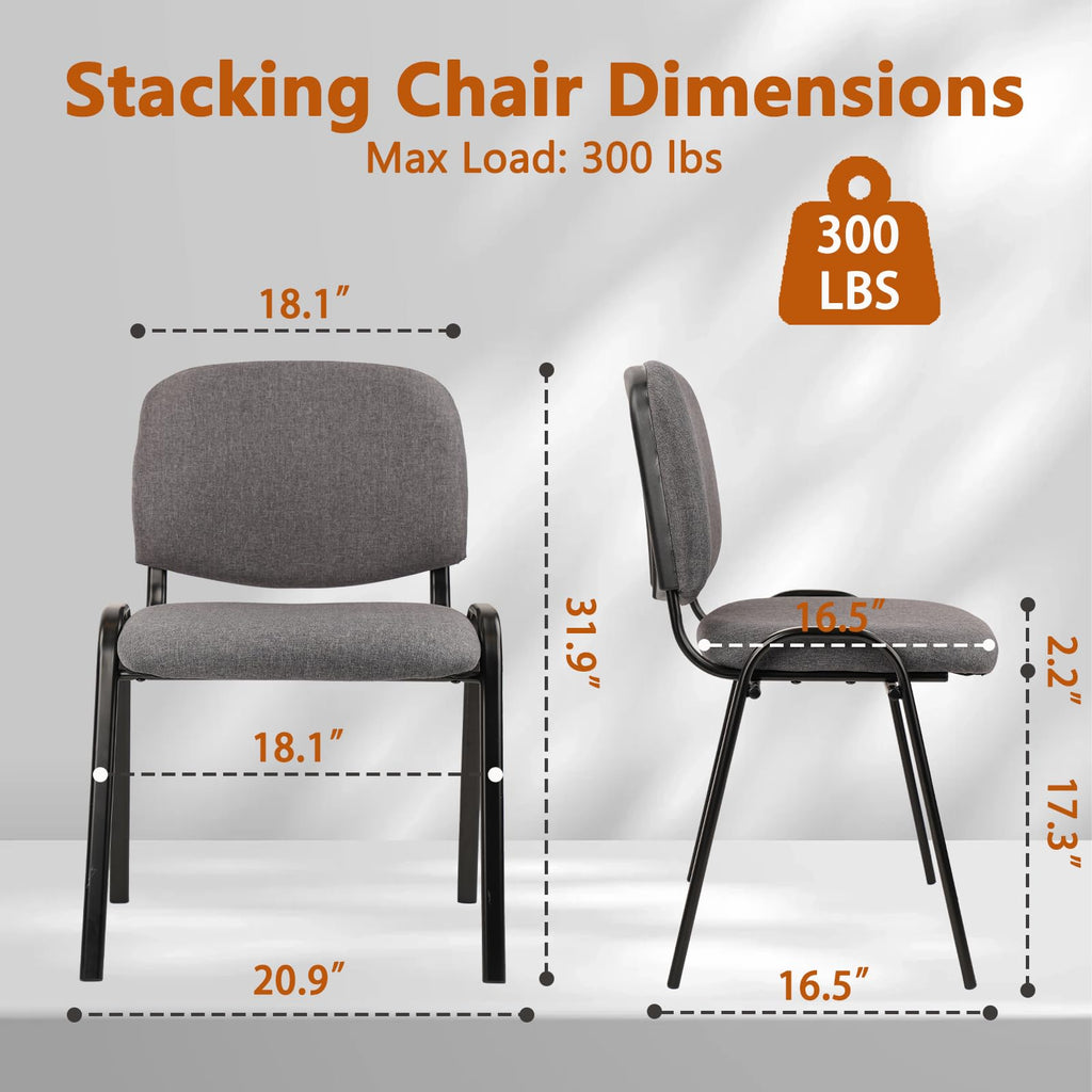 Set of 5 Grey Fabric Stackable Chairs Metal Frame P666
