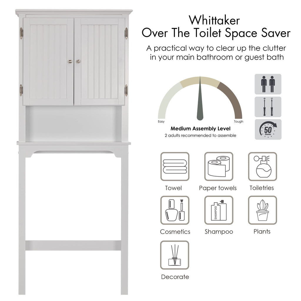 White Bathroom Storage Cabinet with Doors Q607413