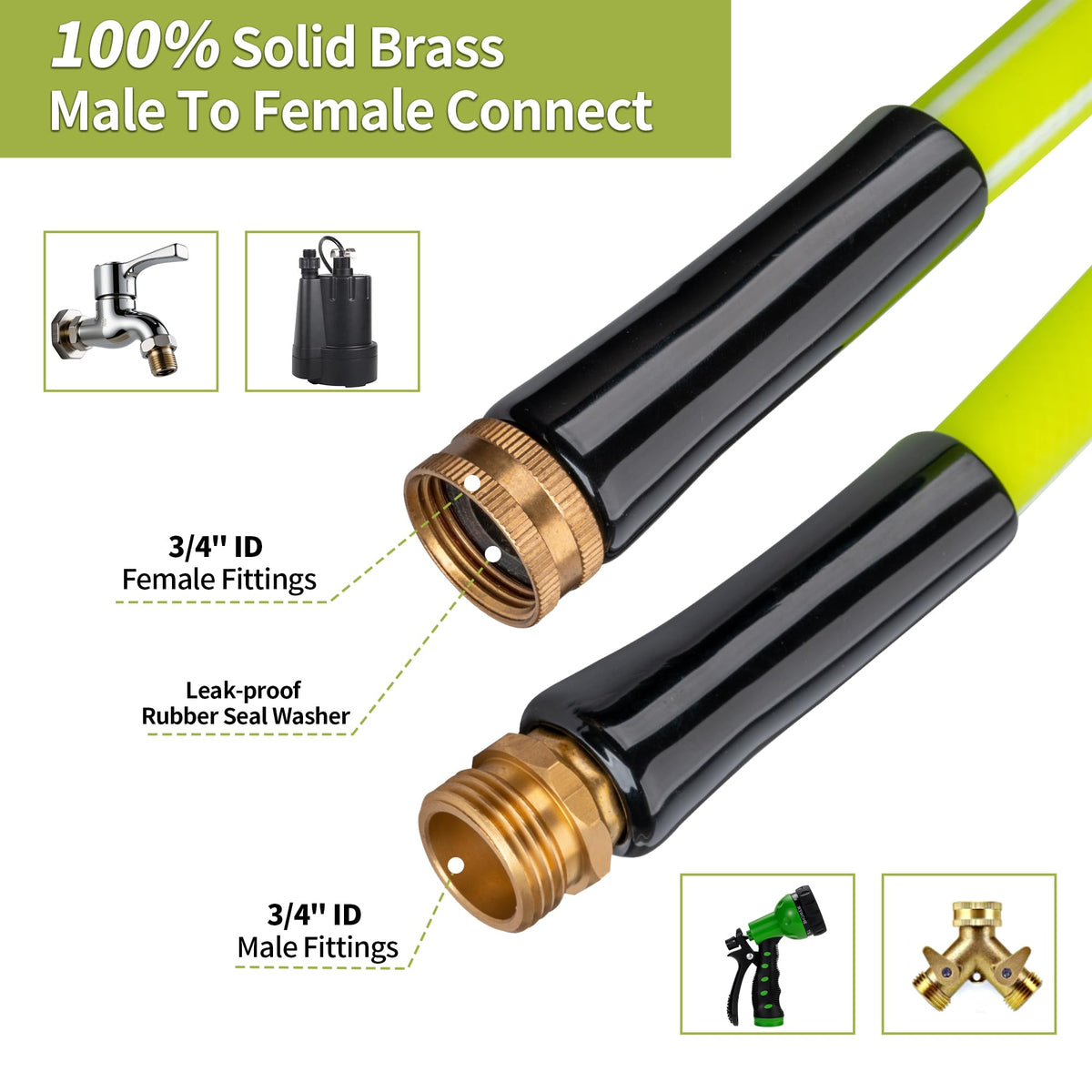 100FT x 5/8" Lightweight Hybrid Rubber Garden Hose N64233