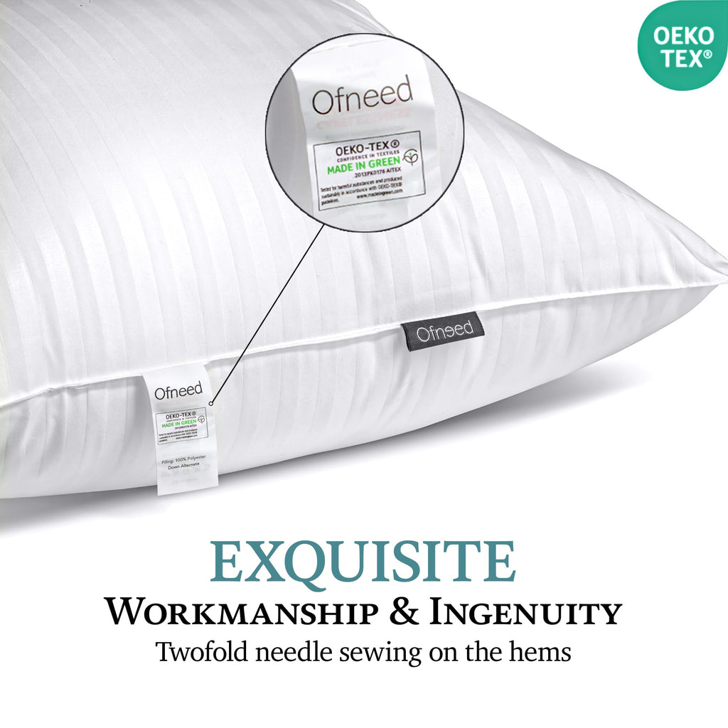 King Size Down Alternative Pillows Set of 2 Cotton Cover 20"x36" N914