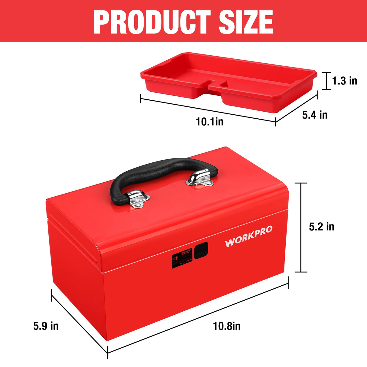 10.8" Mini Metal Tool Box with Removable Tray F911