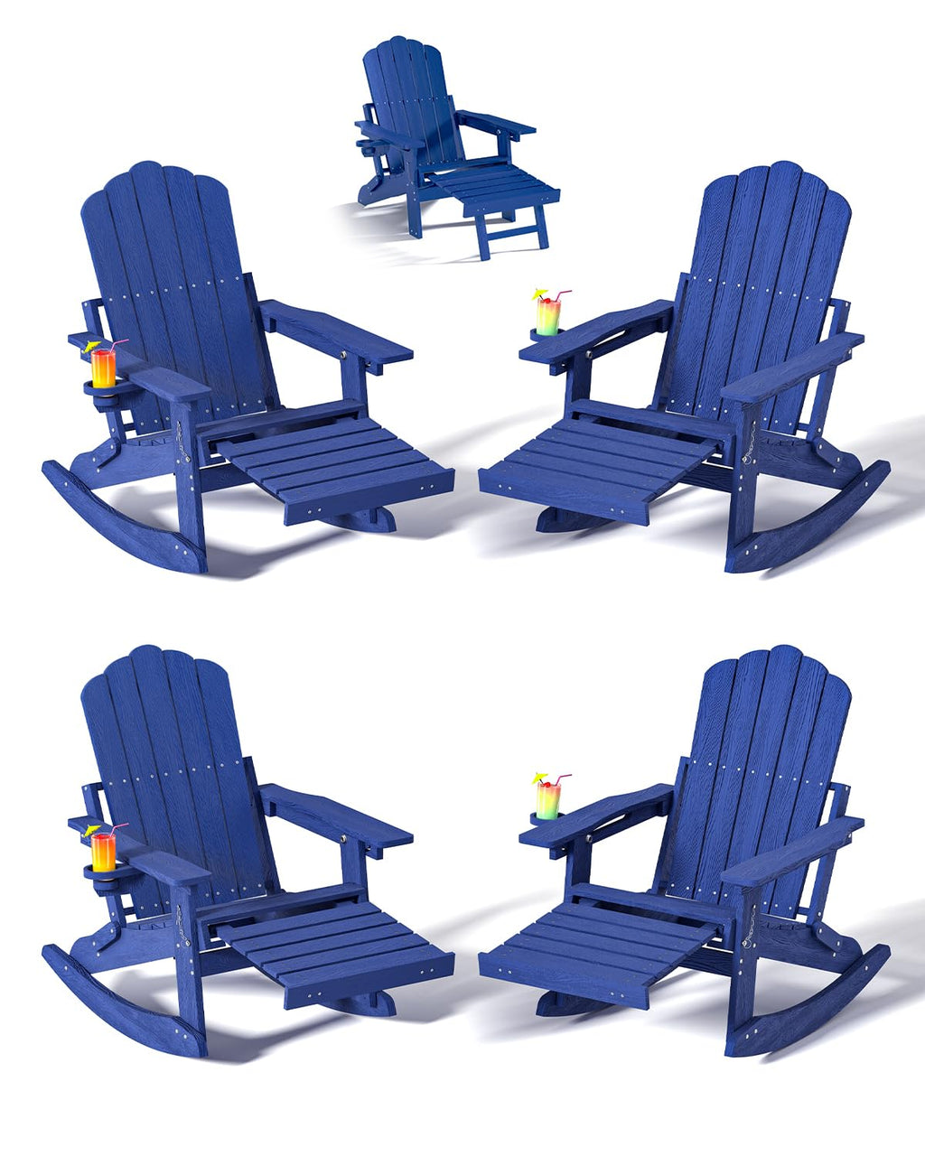 Folding Adirondack Rocking Chair with Ottoman K661456