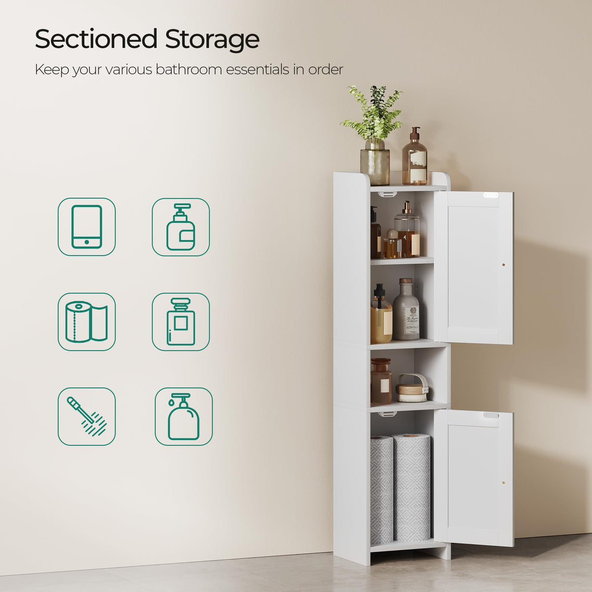 White Bathroom Cabinet with 2 Doors Z112