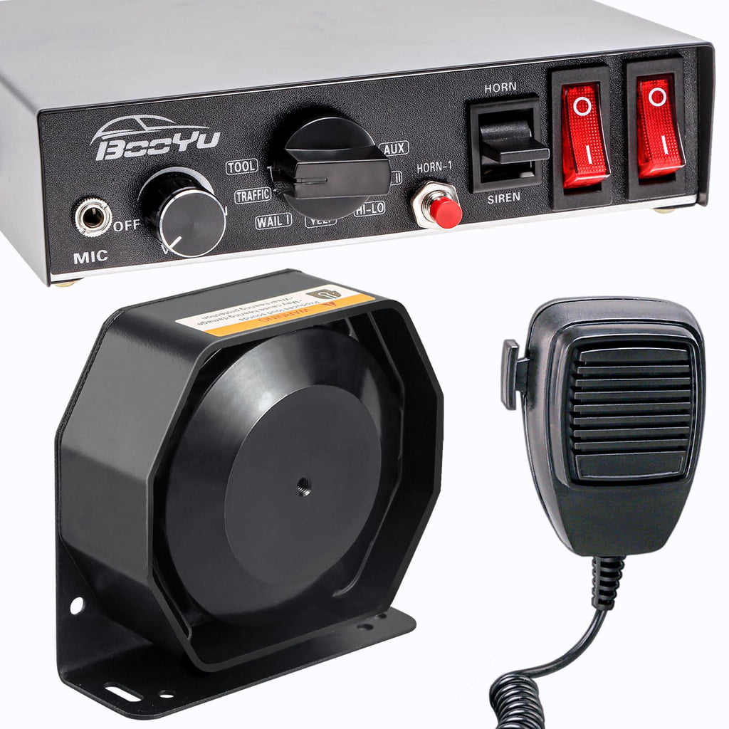 12V 200W 9Tone Slim Speaker Horn Alarm PA System Emergency Siren H400464