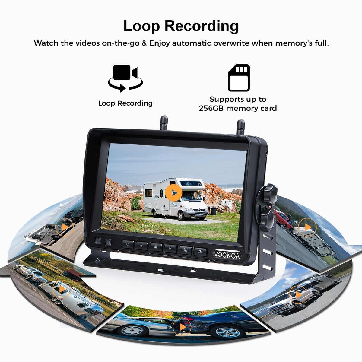 Magnetic Wireless Backup Camera with 7'' HD 1080P DVR Monitor System P556