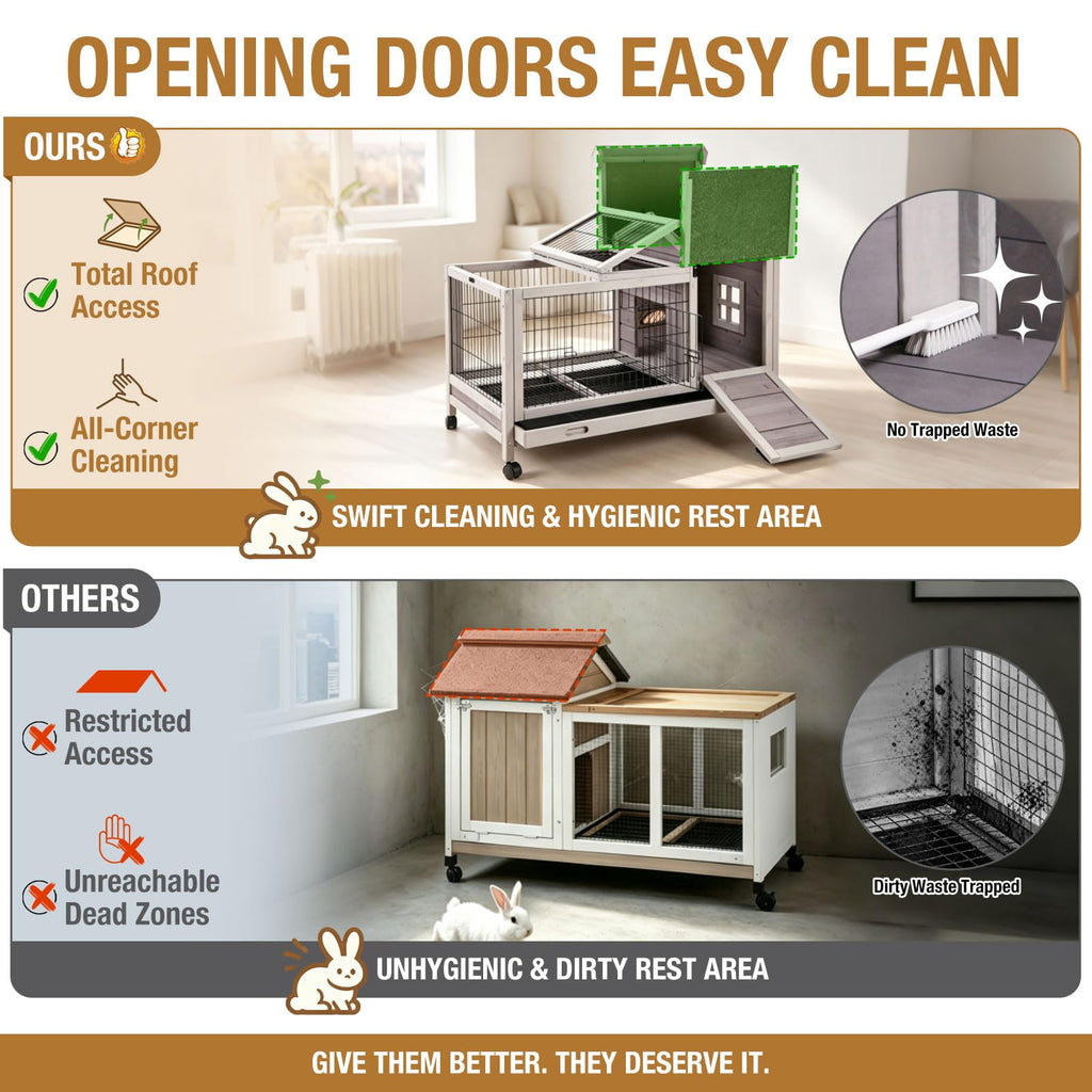 Wood Rabbit Hutch with Wire Mesh K7905