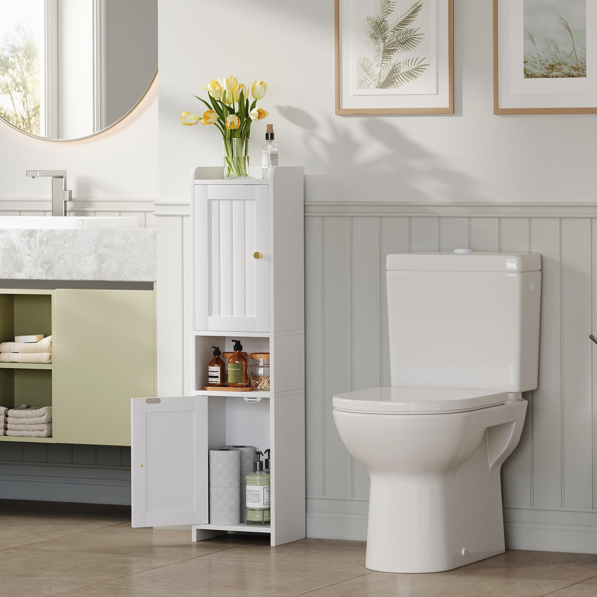 White Bathroom Cabinet with 2 Doors Z112