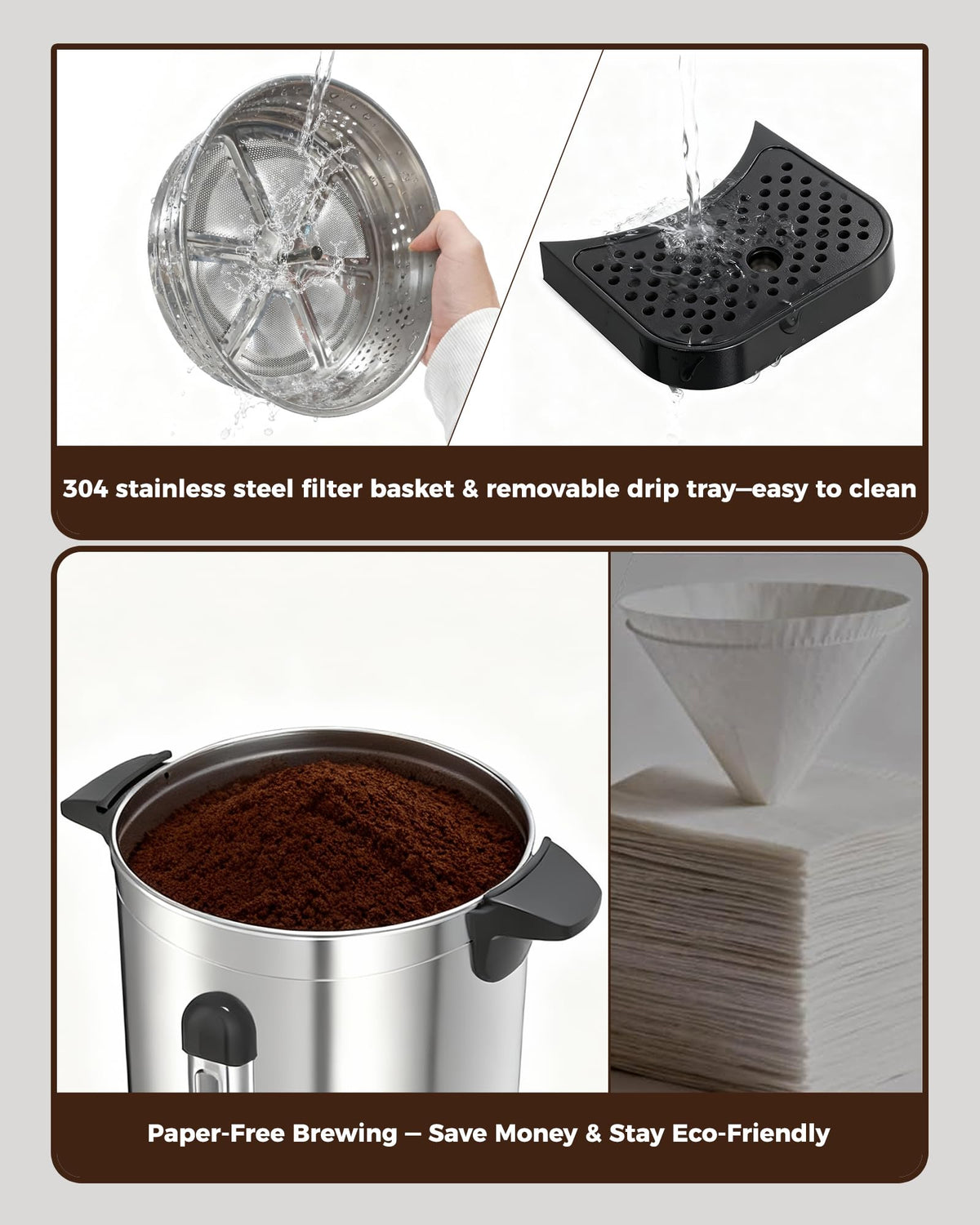1500W 100 Cup Stainless Steel Commercial Coffee Urn T41894