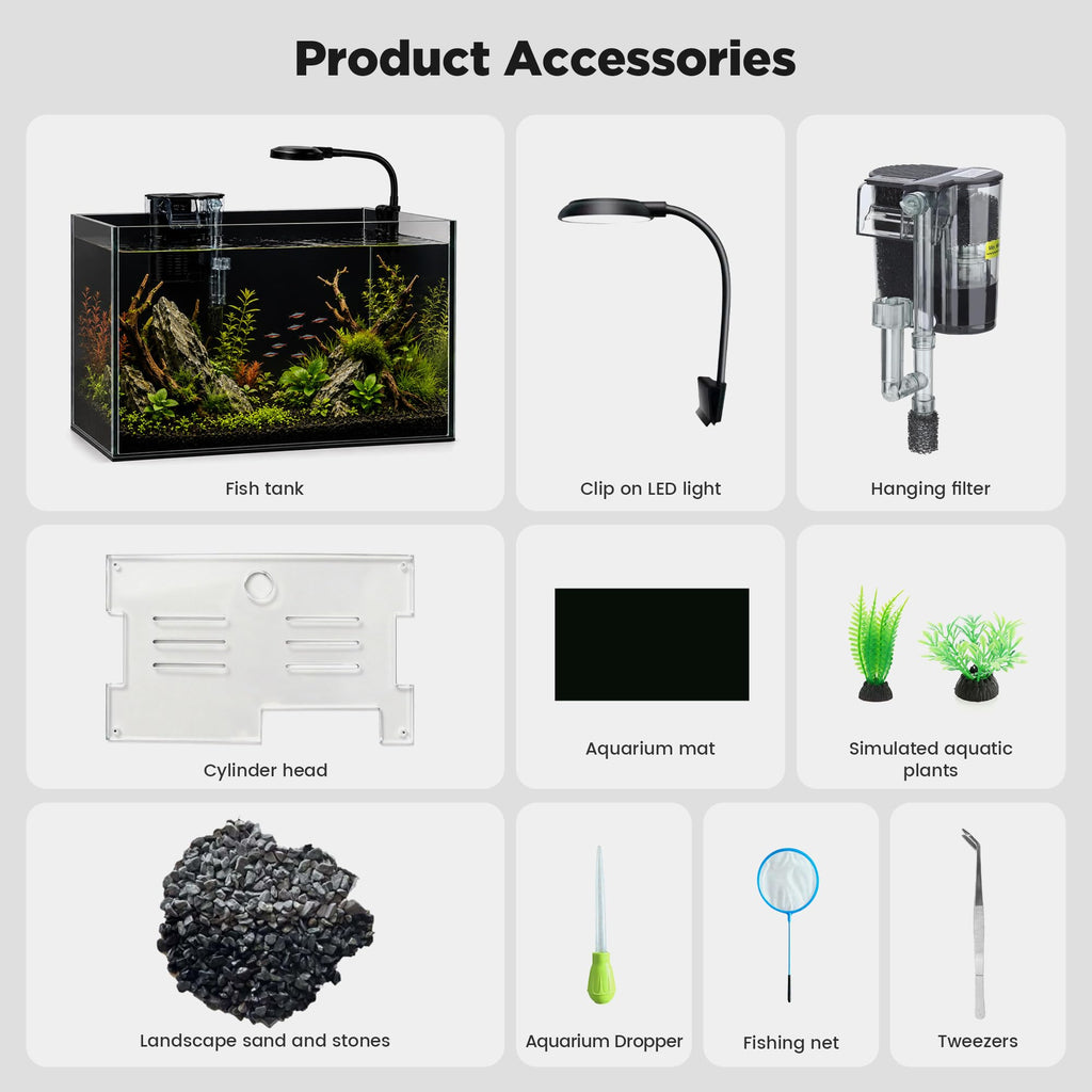 2 Gallon Fish Tank with Light and Filter B4044