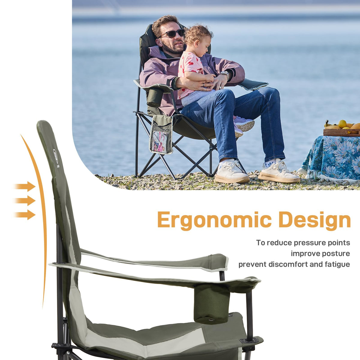 Folding Camping Chairs 2 Pack Green Q7973